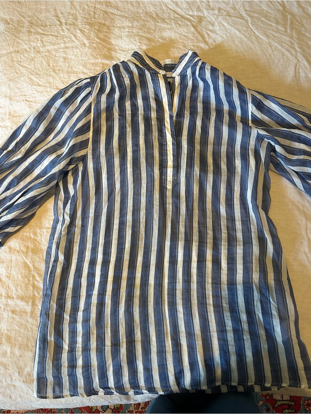 Banana Republic Blue and White Striped Linen Tunic